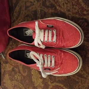 red glitter canvas shoes